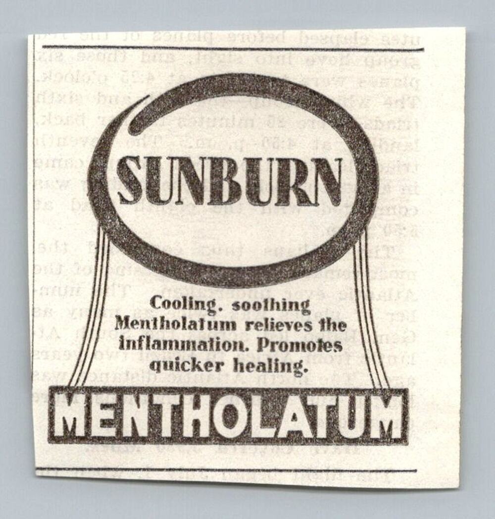 Vintage 1933 Mentholatum Sunburn Remedy Print Ad Ephemera Clipping